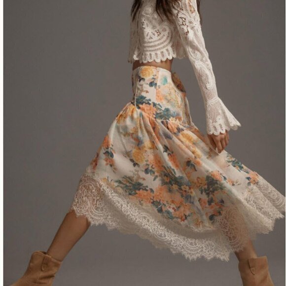 NWOT Anthropologie Asymmetrical Lace A-Line Skirt Small - Chic & Unique Closet E - Picture 1 of 13